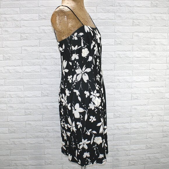 VINTAGE J. RIBKOFF COUTURE Dress Sheath Black White Dimensional Floral Midi 10 - Picture 4 of 12